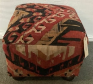 Small Kilim Ottoman 16" square, 14" high