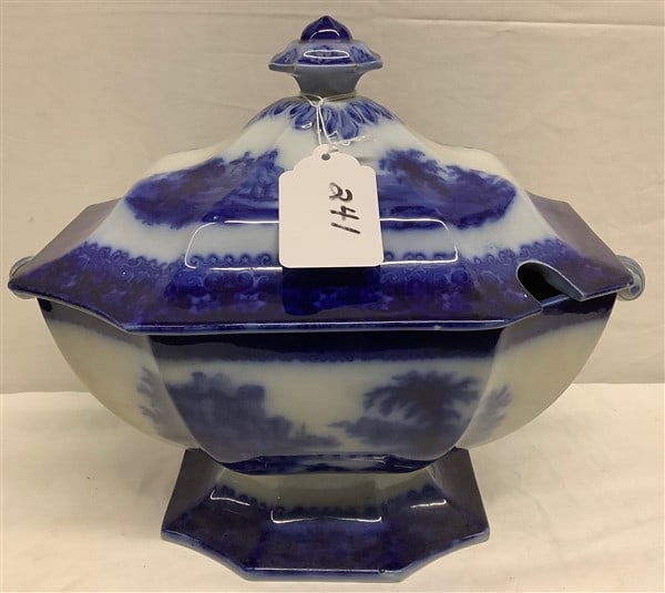 Antique Flow Blue Tureen 11 x 14 (1 of 2)