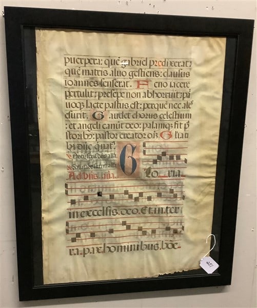 Manuscript on Vellum, Gregorian Chant 27 x 33: Manuscript on Vellum, Gregorian Chant 27 x 33