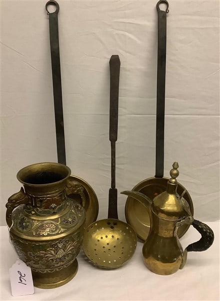 5 Good Items in Brass Urn 9 1/2" high (1 of 2)