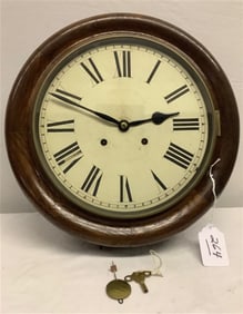 ca 1900 Antique Kitchen Clock 16" Diam