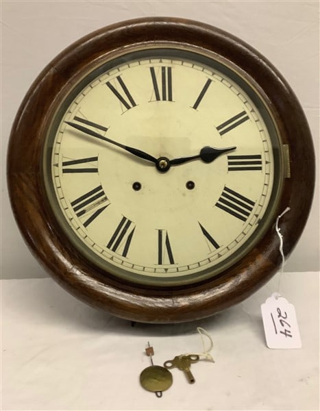 ca 1900 Antique Kitchen Clock 16" Diam (1 of 2)