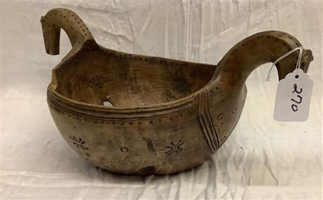 Carved Wooden " Viking " Bowl