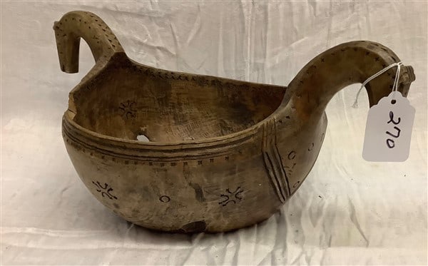 Carved Wooden " Viking " Bowl (1 of 3)