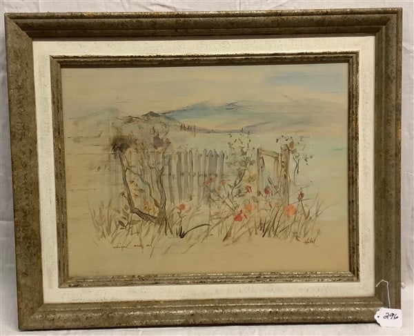 Framed Country Scape sgnd Hibel 25 x 31: Framed Country Scape sgnd Hibel 25 x 31