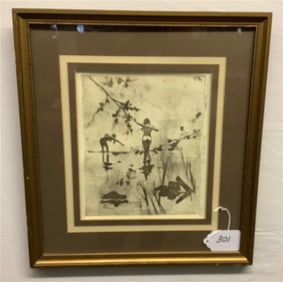 Sgnd and Numbered Framed Lithograph 17 x 19