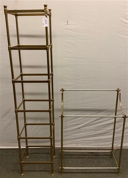 2 Brass Bathroom Accessories: 2 Brass Bathroom Accessories..... brass and glass tower 60" tall