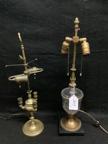 2 Brass Lamps largest 24" tall