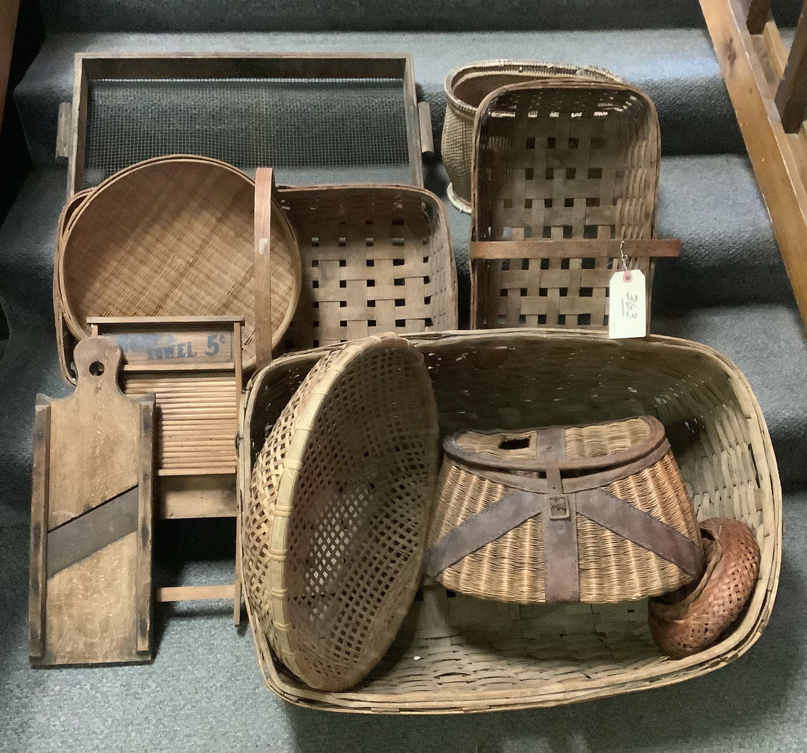 Baskets, Washboard, Slicer, Creel: Baskets, Washboard, Slicer, Creel