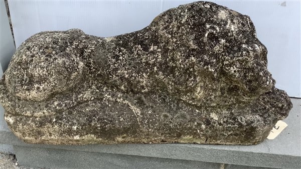 29" Reclining Cast Stone Lion (1 of 2)