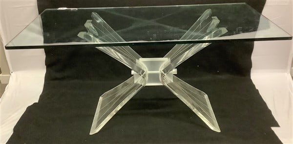 Stylish Lucite and Glass Table 30 x 60 - 30" high....100lbs (1 of 3)
