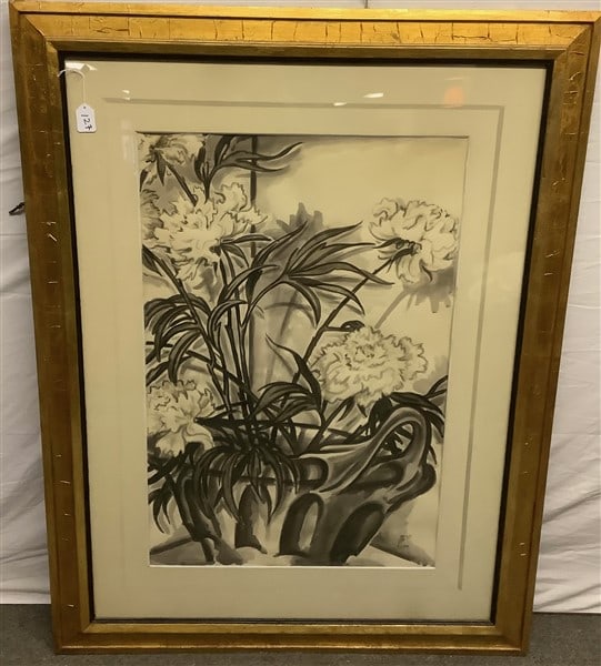 Framed Black and White Watercolor, sgnd Kildare 45 x 59 (1 of 3)
