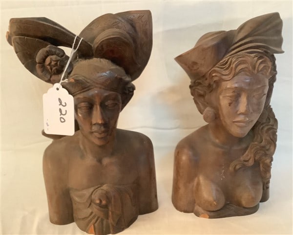 Two 13" Carved Wooden Figures (1 of 3)