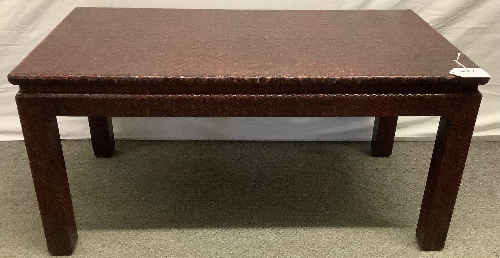 Red Lacquered Low Table 20 x 36....17" high (1 of 2)