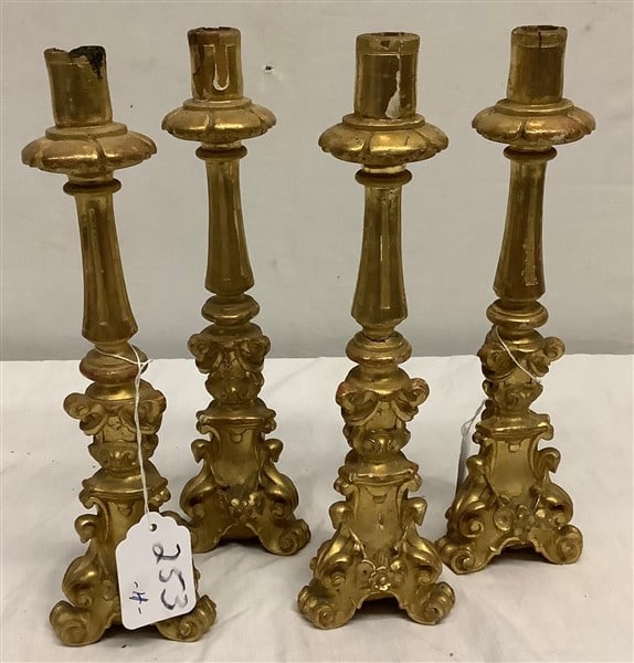 Four 11" Gilt Candlesticks (1 of 3)