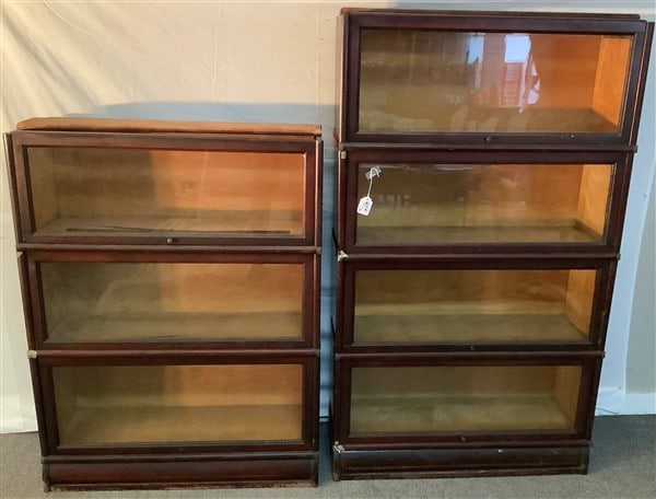 7 34" Barrister Bookcase Sections, 2 Bases Mahogany (1 of 3)