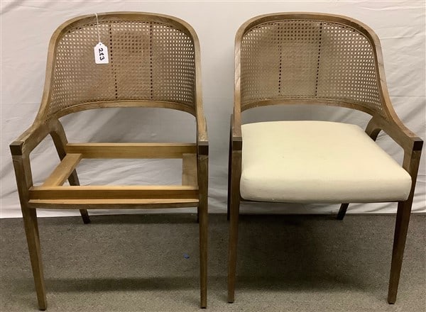Pr of Oak Cane Back Chairs (1 of 2)