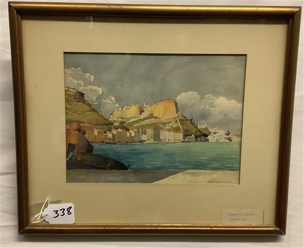 Watercolor of Corsica, Julian Clarence Levi 15 x 18 (1 of 2)