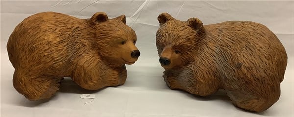 Pr. of Carved Wooden Bear Cubs 18"L x 12"h: Pr. of Carved Wooden Bear Cubs 18"L x 12"h