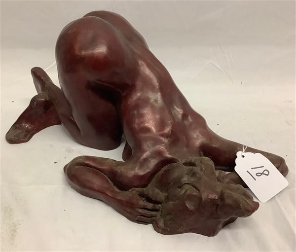 Bronze 17" Nude in Red Paint: Bronze 17" Nude in Red Paint