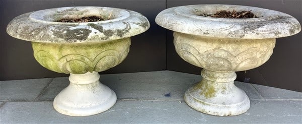 Pr. of 2 Part Vintage Marble Urns: Pr. of 2 Part Vintage Marble Urns