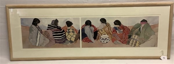 Large Native American Diptych - Signed Klar '87 - 24" x 69": Large Native American Diptych - Signed Klar '87 - 24" x 69"