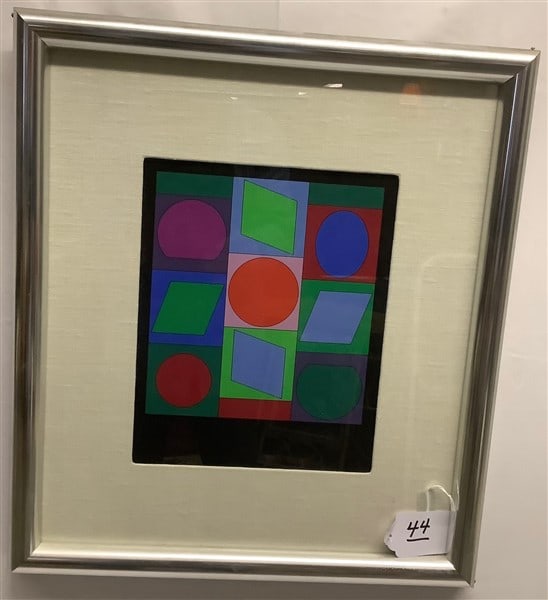 Modern Framed Abstract Lithograph 18" x 20": Modern Framed Abstract Lithograph 18" x 20"