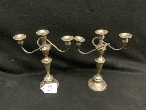 Pr. of 11" Weighted Sterling 3 Arm Candelabras (1 of 1)