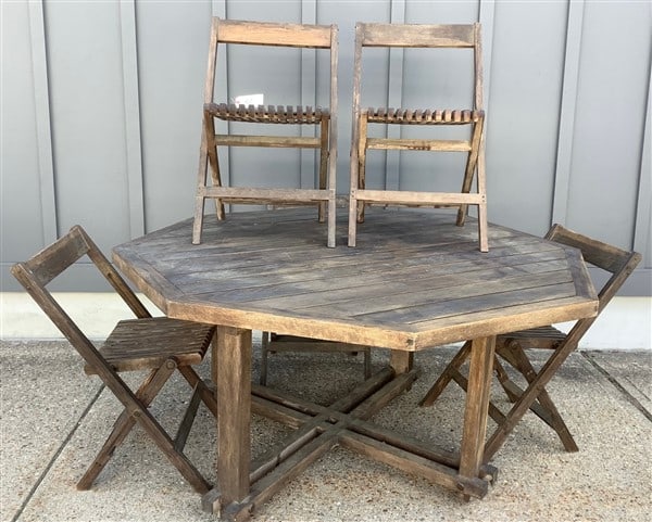 Teak Table and 5 Folding Teak Chairs (1 of 1)
