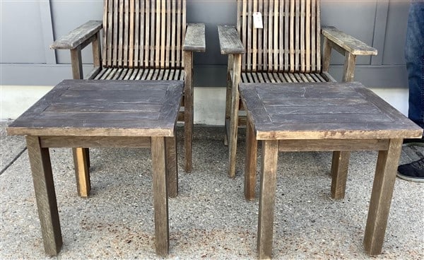 2 Teak Armchairs - 2 Teak Tables (1 of 3)