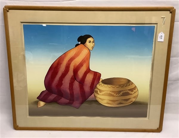 Framed Native American Lithograph Pencil signed and numbered - 41" x 49" (1 of 3)