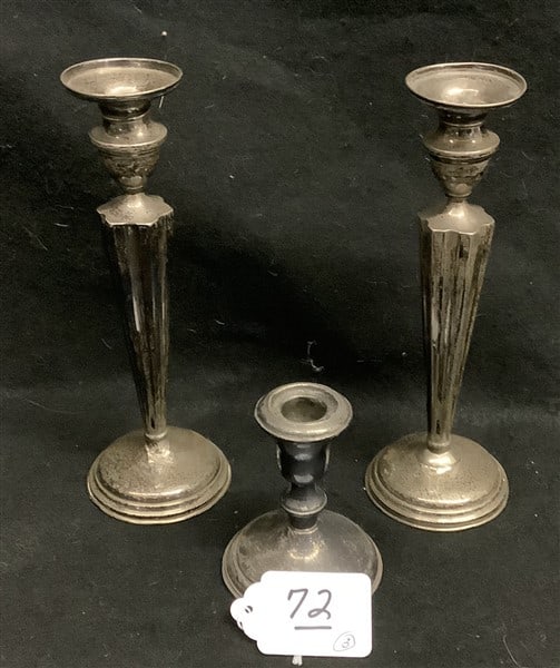 3 Pc Lot of Weighted Sterling Candlesticks by Amston (1 of 2)