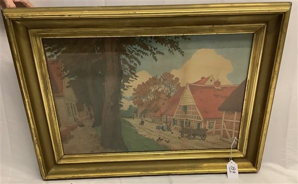 Framed 19th Cent. Watercolor - Signed Carl Morgan 27" x 36" (1 of 3)