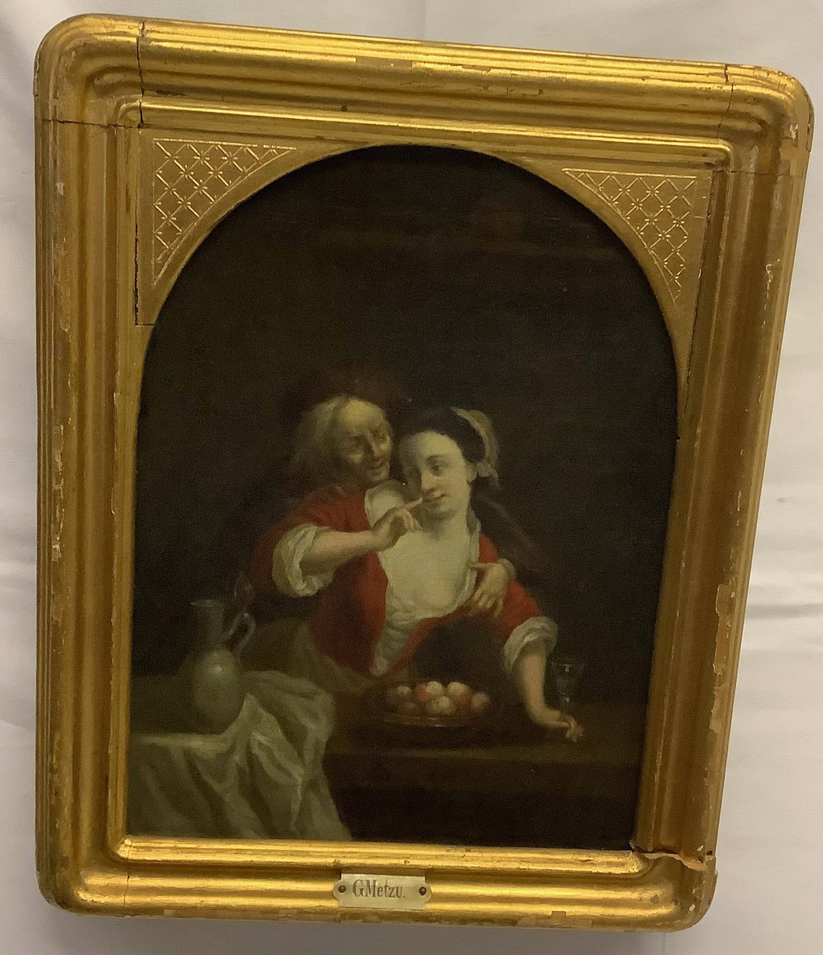 18th Cent oil on canvas signed - 11" x 16" (1 of 3)