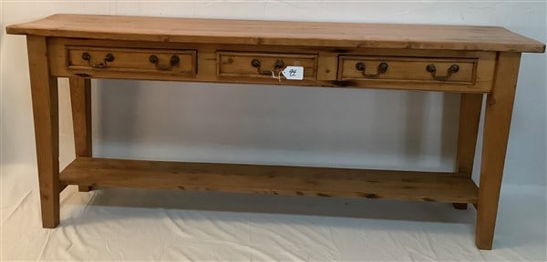 72" Washed Pine 3 Drawer English Console - 30"h (1 of 3)