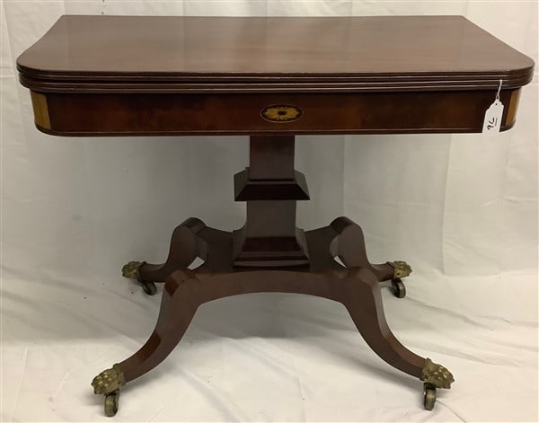 Federal Mahogany and Satinwood Fold Over Game Table - ca 1820 (1 of 4)