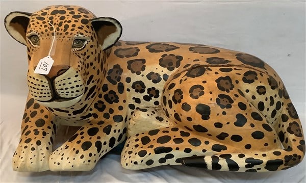 Fabulous 48" Hand Carved and Painted Leopard: Fabulous 48" Hand Carved and Painted Leopard