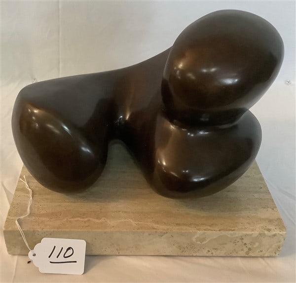 Modern Bronze Sculpture on Stone Plinth Miriam Nelson (1 of 3)