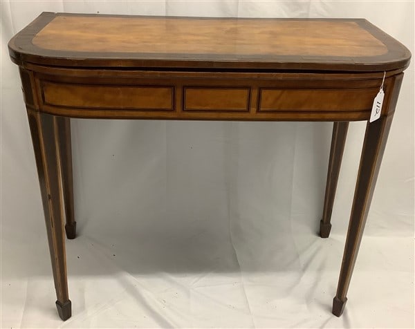 19th Cent. Satinwood and Mahogany Inlaid Fold Over Table (1 of 5)