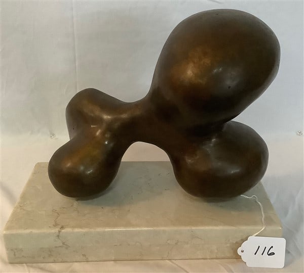 Modern Bronze Sculpture on Stone Base Miriam Nelson - 14"L x 12"h (1 of 3)
