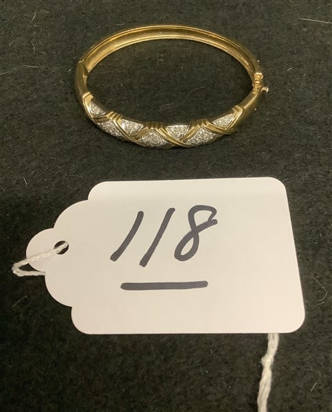 18K Hinged Bangle Bracelet 1.10 ct diamonds - 2.5 diameter (1 of 1)