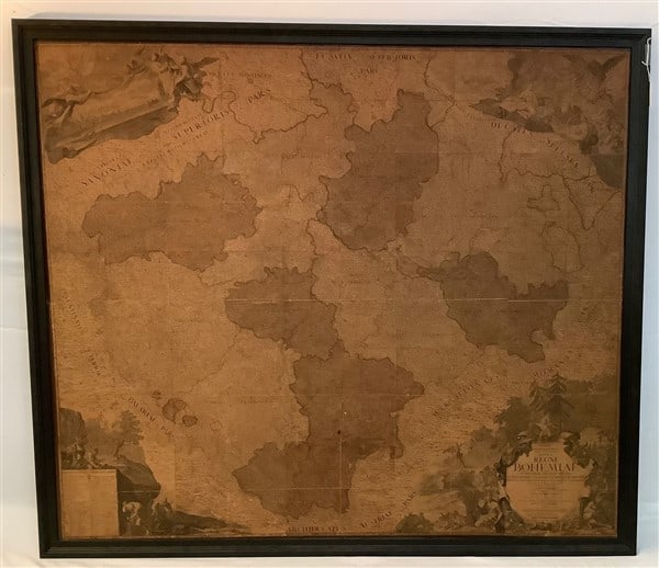 Large 19th Cent. Bohemian Map - laid down on panel - 60" x 70": Large 19th Cent. Bohemian Map - laid down on panel - 60" x 70"