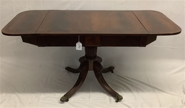 19th Cent. Drop Leaf 2 Drawer Console Table ca. 1820 - 3