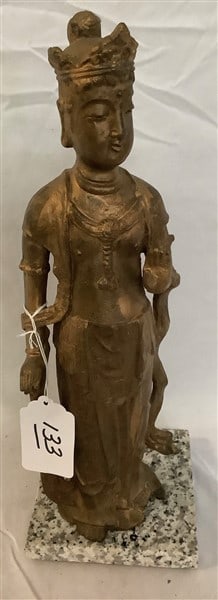 Antique 16" Bronze Deity: Antique 16" Bronze Deity