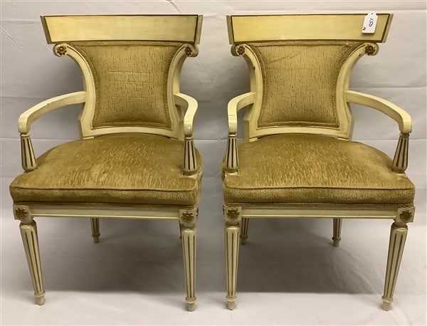 Vintage Upholstered Painted Armchairs: Vintage Upholstered Painted Armchairs