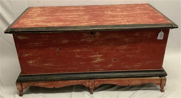 51" Paint Decorated Scandinavian Antique Box on Base (1 of 3)