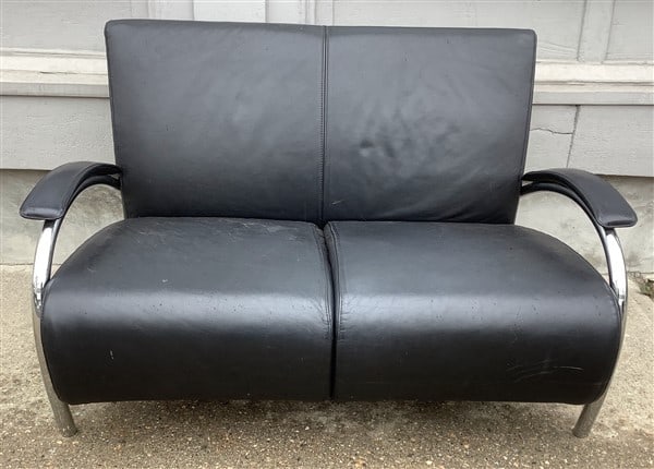 Modern Italian 2 Seat Leather & Chrome 51" Sofa (1 of 2)