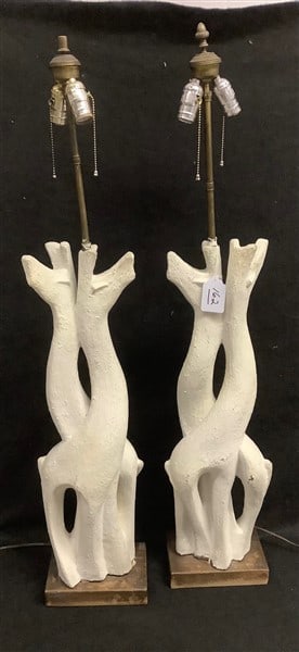 Pr of 44" Stylized Giraffe Lamps - 45lbs: Pr of 44" Stylized Giraffe Lamps - 45lbs