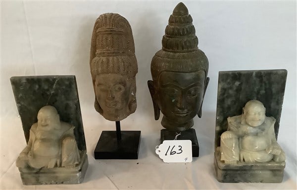 Bronze and Stone Deities, Pr of Jade Bookends (1 of 3)