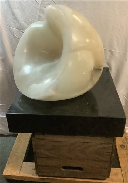 Modern White Marble Sculpture - Miriam Nelson 13" x 17": Modern White Marble Sculpture - Miriam Nelson 13" x 17"